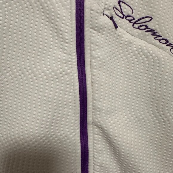 Vintage Salomon White & Purple Zip Up Lightweight Sweatshirt in Women's Medium - Picture 3 of 6